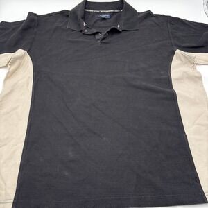 Burberry Golf Shirt Made In Italy Mens Size Large Black Beige Casual 100% Cotton